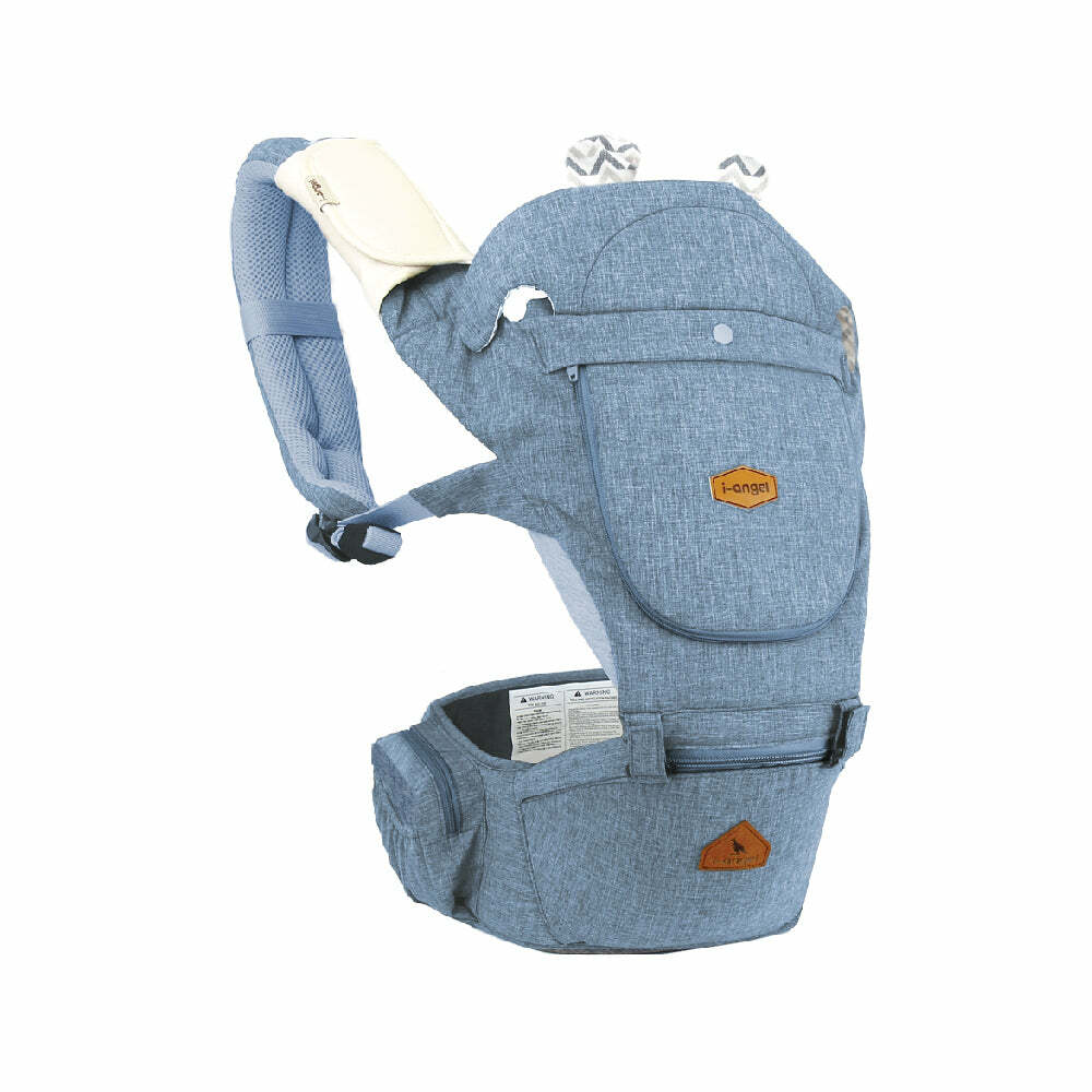 i-angel 2合1 Hello 四季型腰櫈揹帶 - 防水淺藍 IA-125-ML