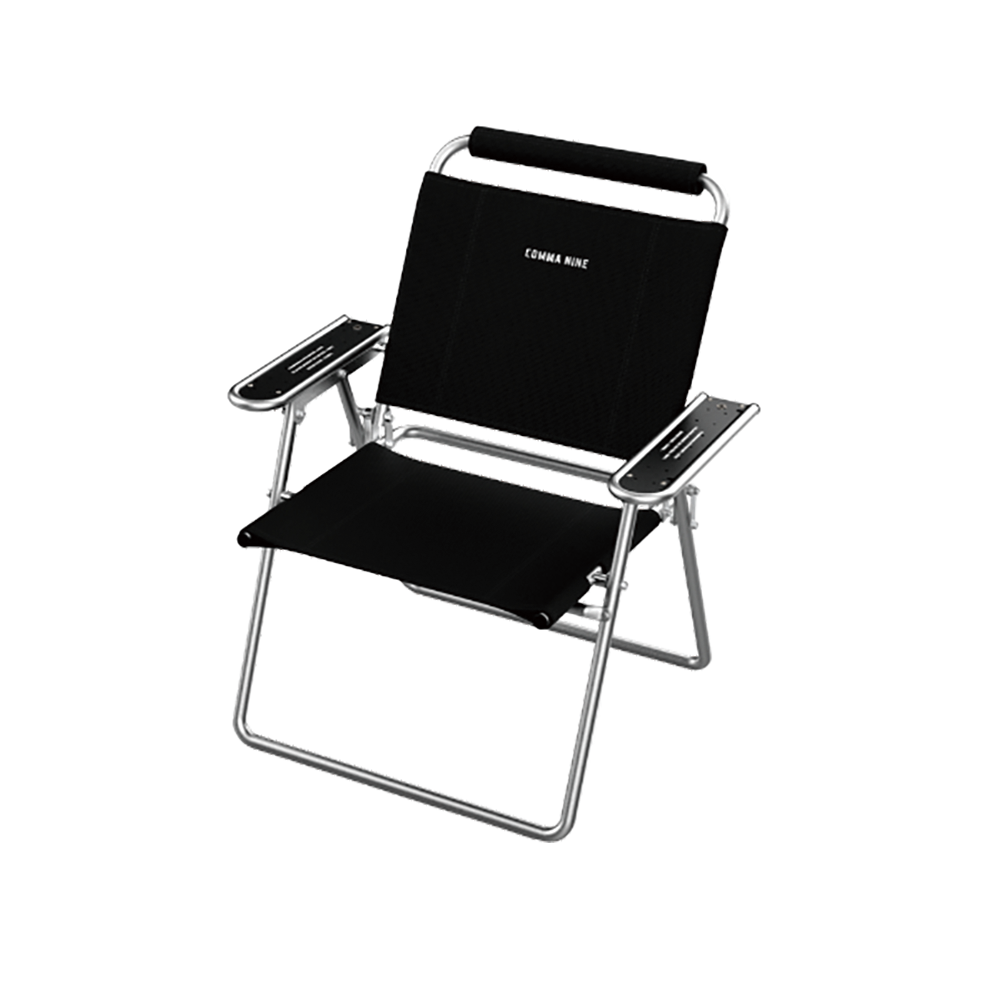 Comma Nine｜Nine One 摺疊露營椅｜黑銀