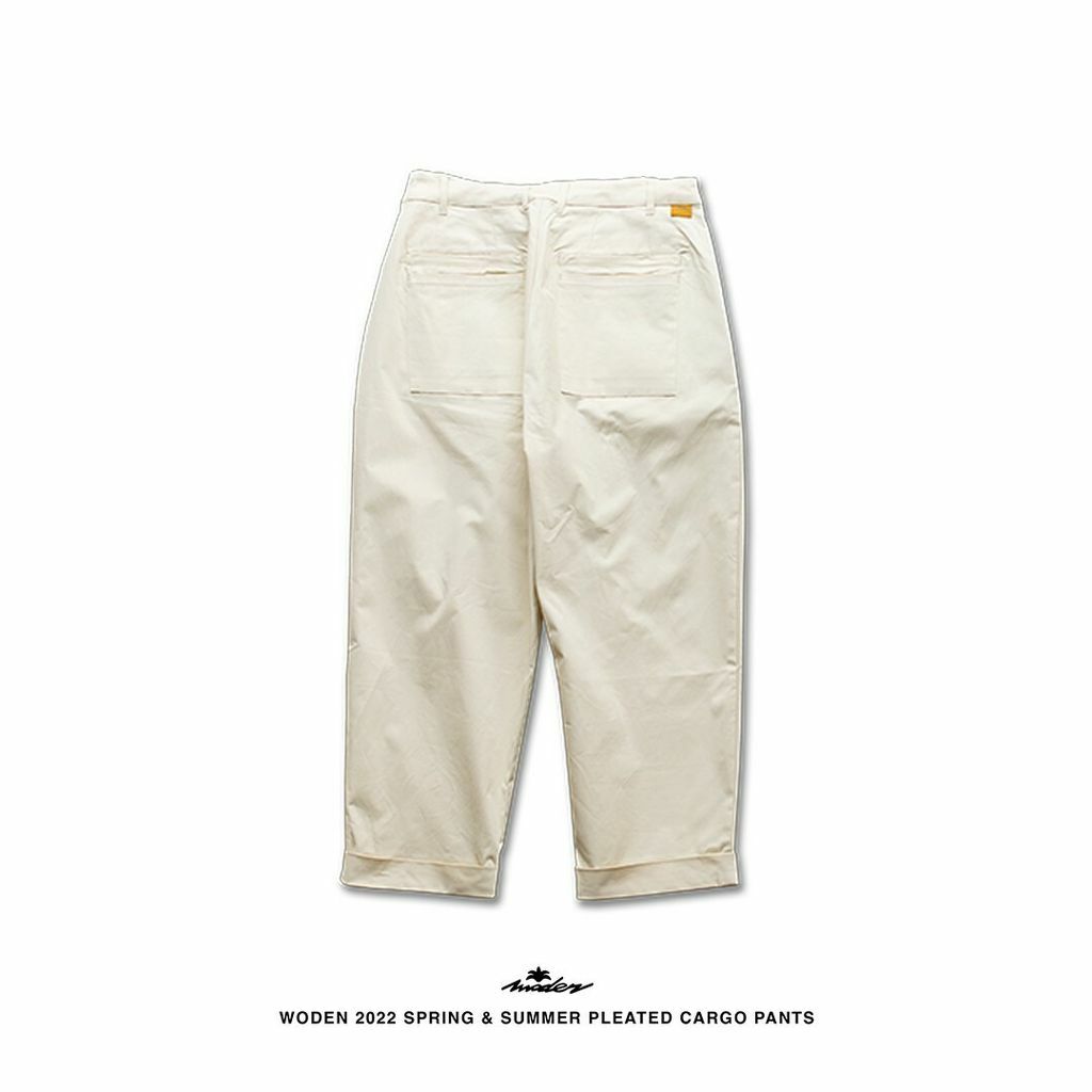 WODEN 2022 Spring & Summer Pleated Cargo Pants (米色款)