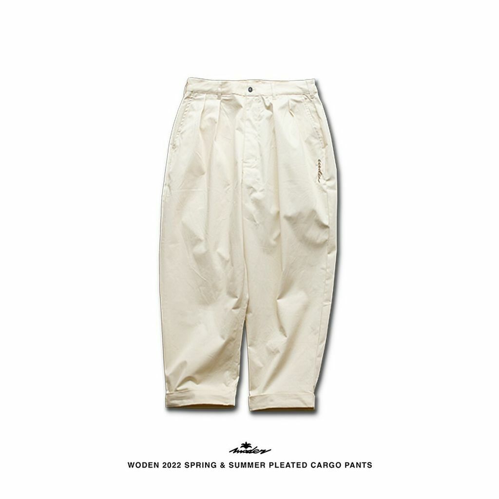 WODEN 2022 Spring & Summer Pleated Cargo Pants (米色款)