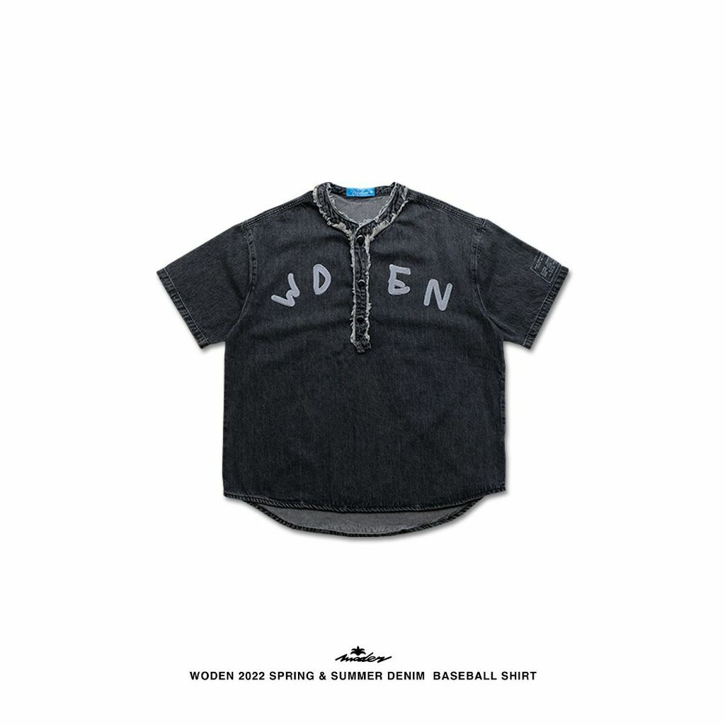 WODEN 2022 Spring & Summer Black Denim BASEBALL SHIRT