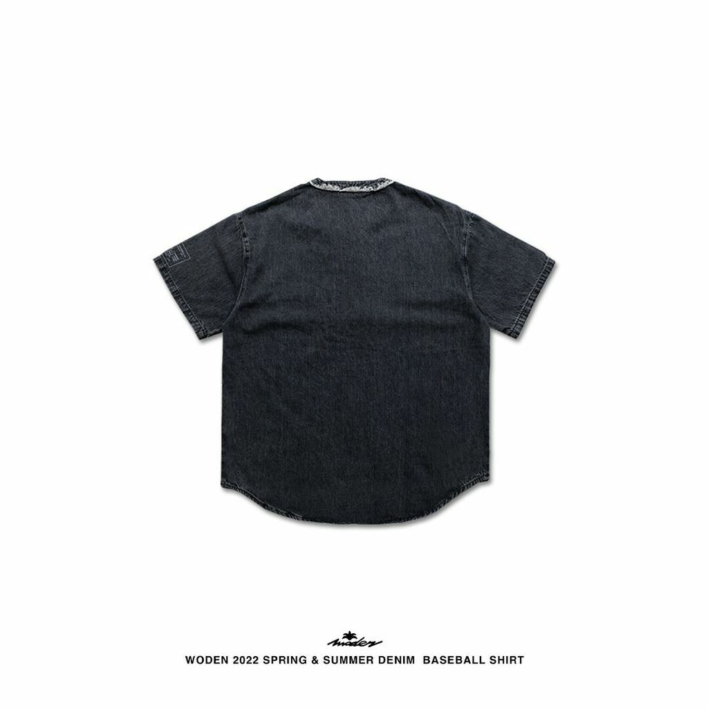 WODEN 2022 Spring & Summer Black Denim BASEBALL SHIRT