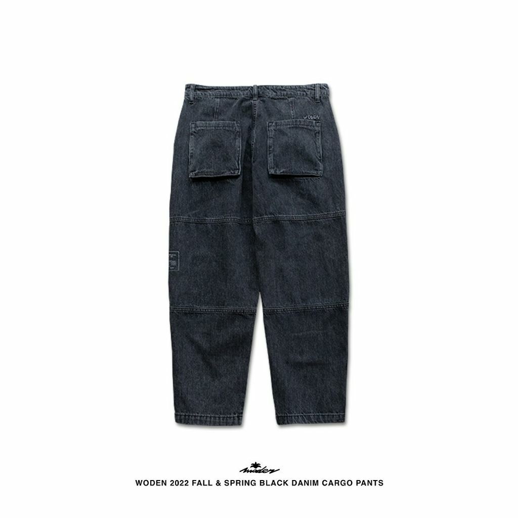 WODEN 2022 Spring & Summer Black Danim Cargo Pants