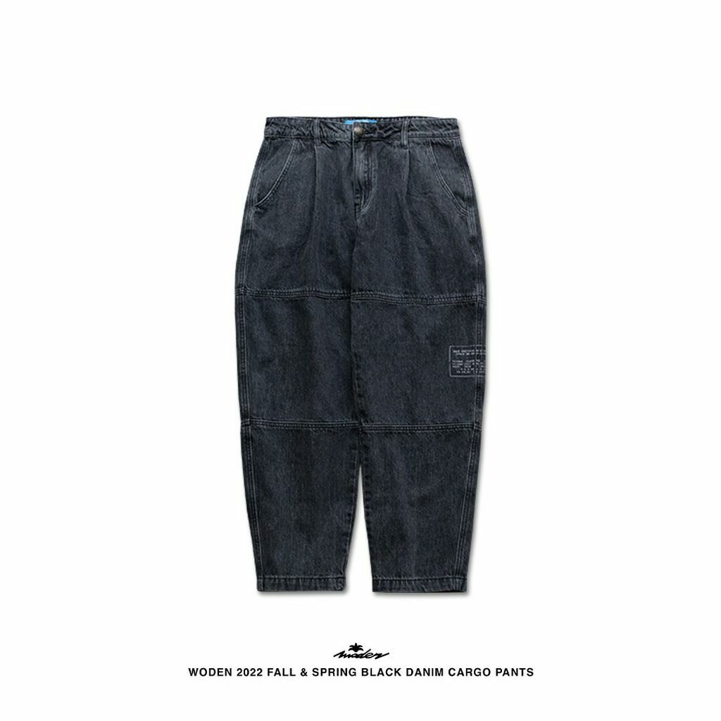 WODEN 2022 Spring & Summer Black Danim Cargo Pants
