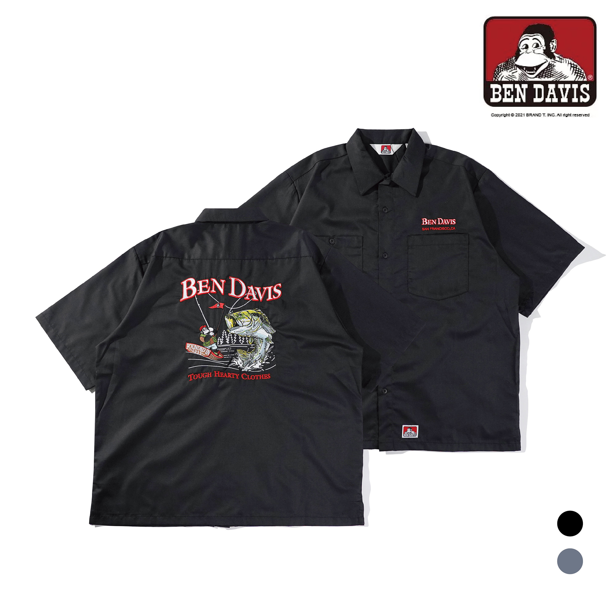 【 BEN DAVIS | 刺繡釣魚圖工作襯衫 - 2色 】