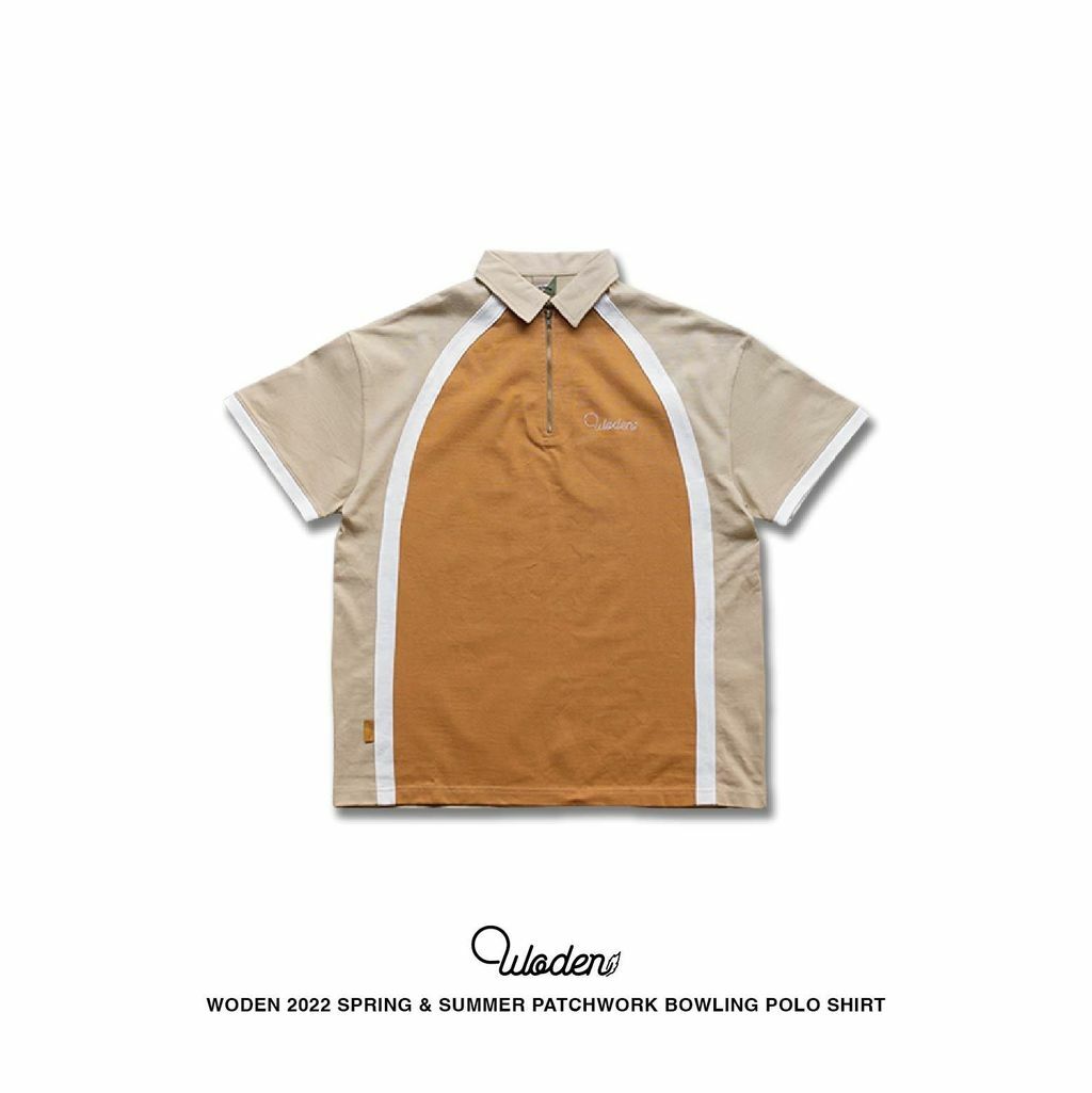 WODEN 2022 Spring & Summer Patchwork Bowling Polo Shirt (卡其款)