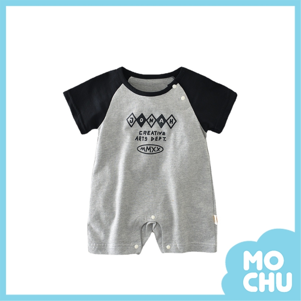 菱形字母拼接短袖包屁衣