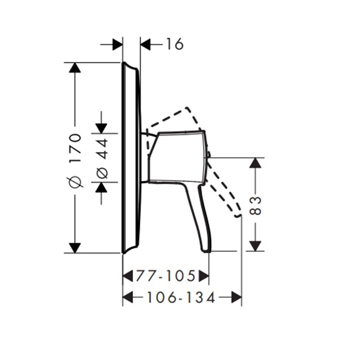 hansgrohe Metropol Classic 31365, -090 + 01800, -180 Single lever shower mixer for concealed installation
