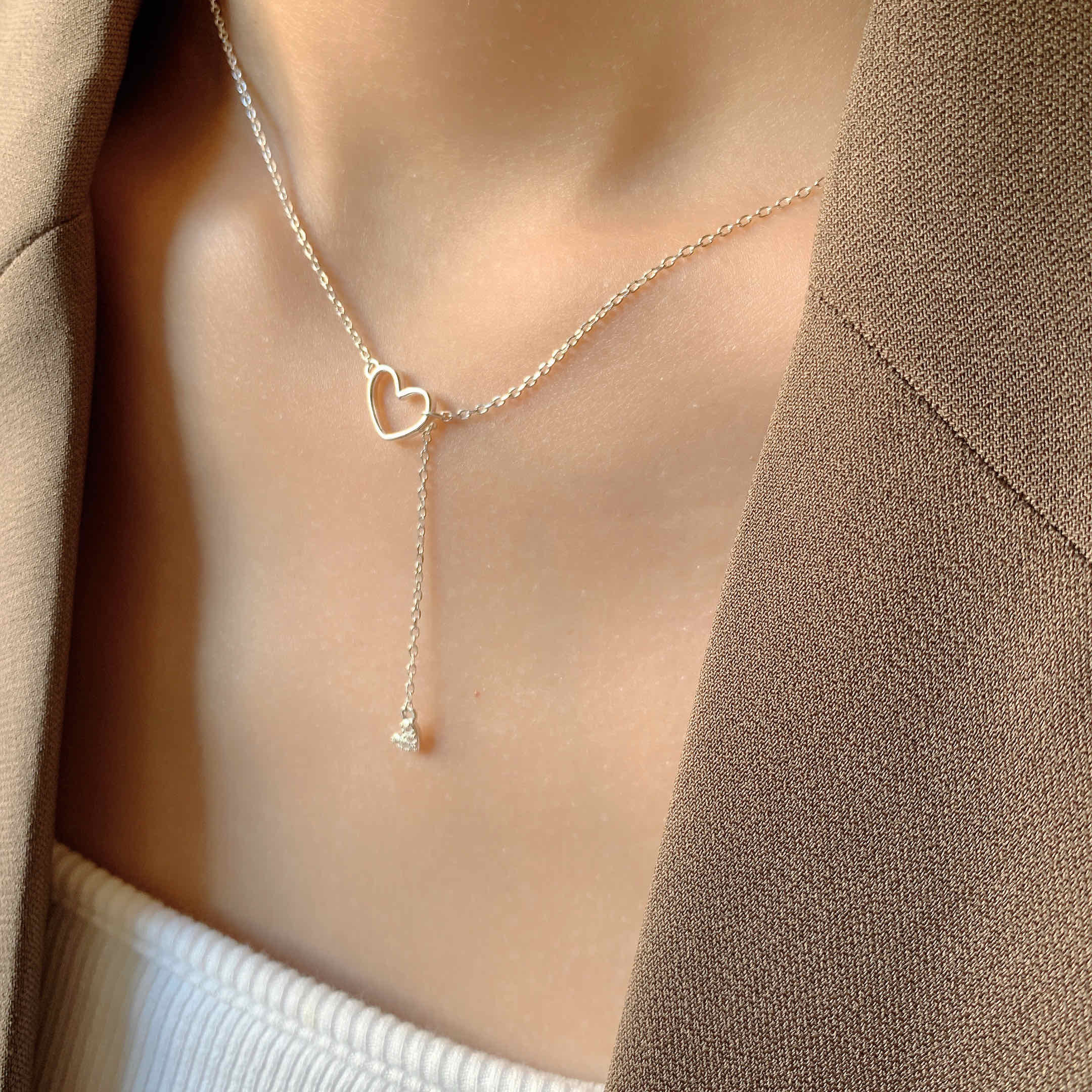 🇰🇷925 silver 雙心鐘擺項鍊｜2 color