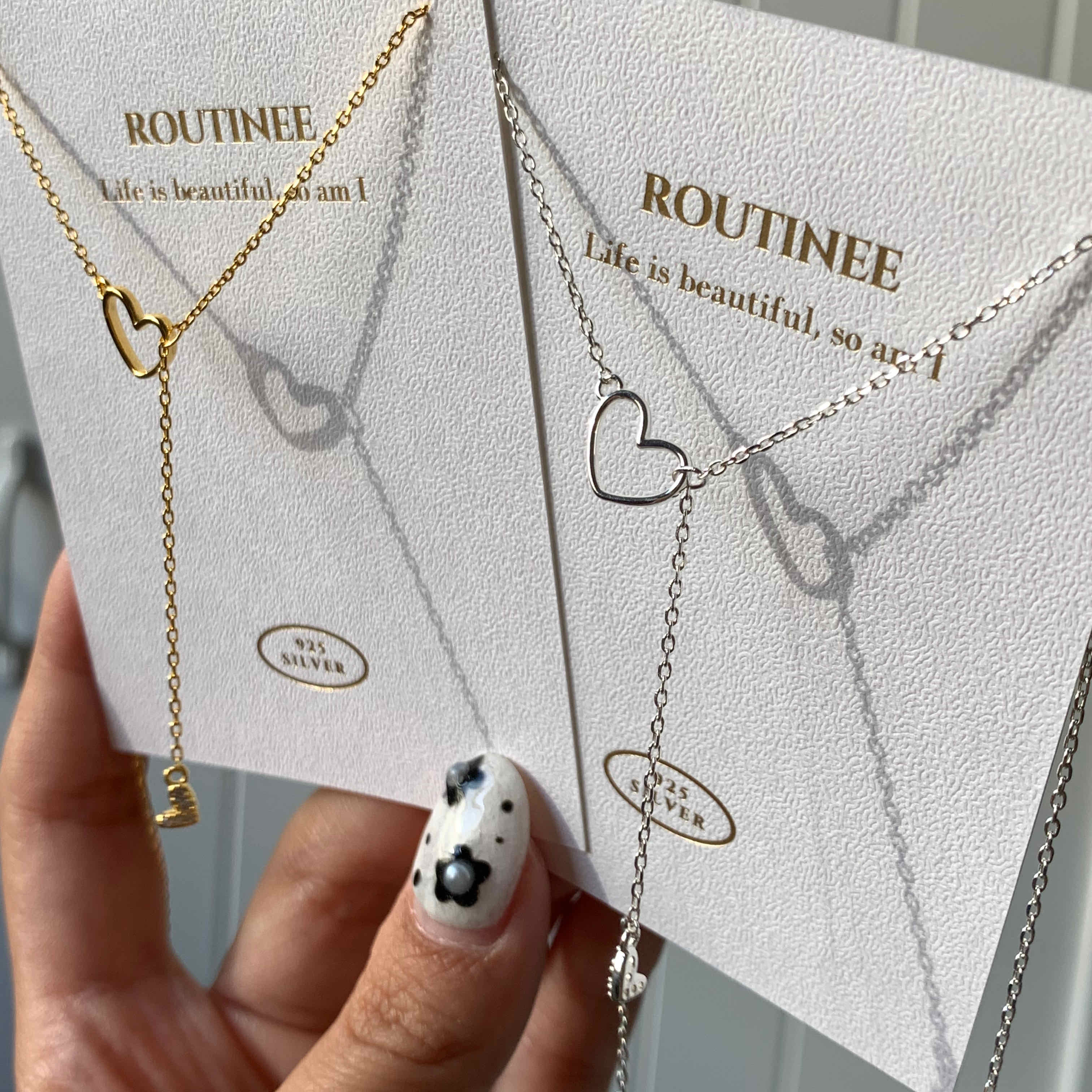 🇰🇷925 silver 雙心鐘擺項鍊｜2 color