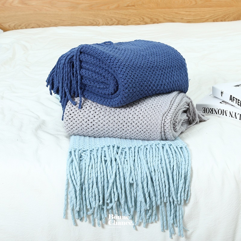 北歐編織流蘇沙發毯 十色