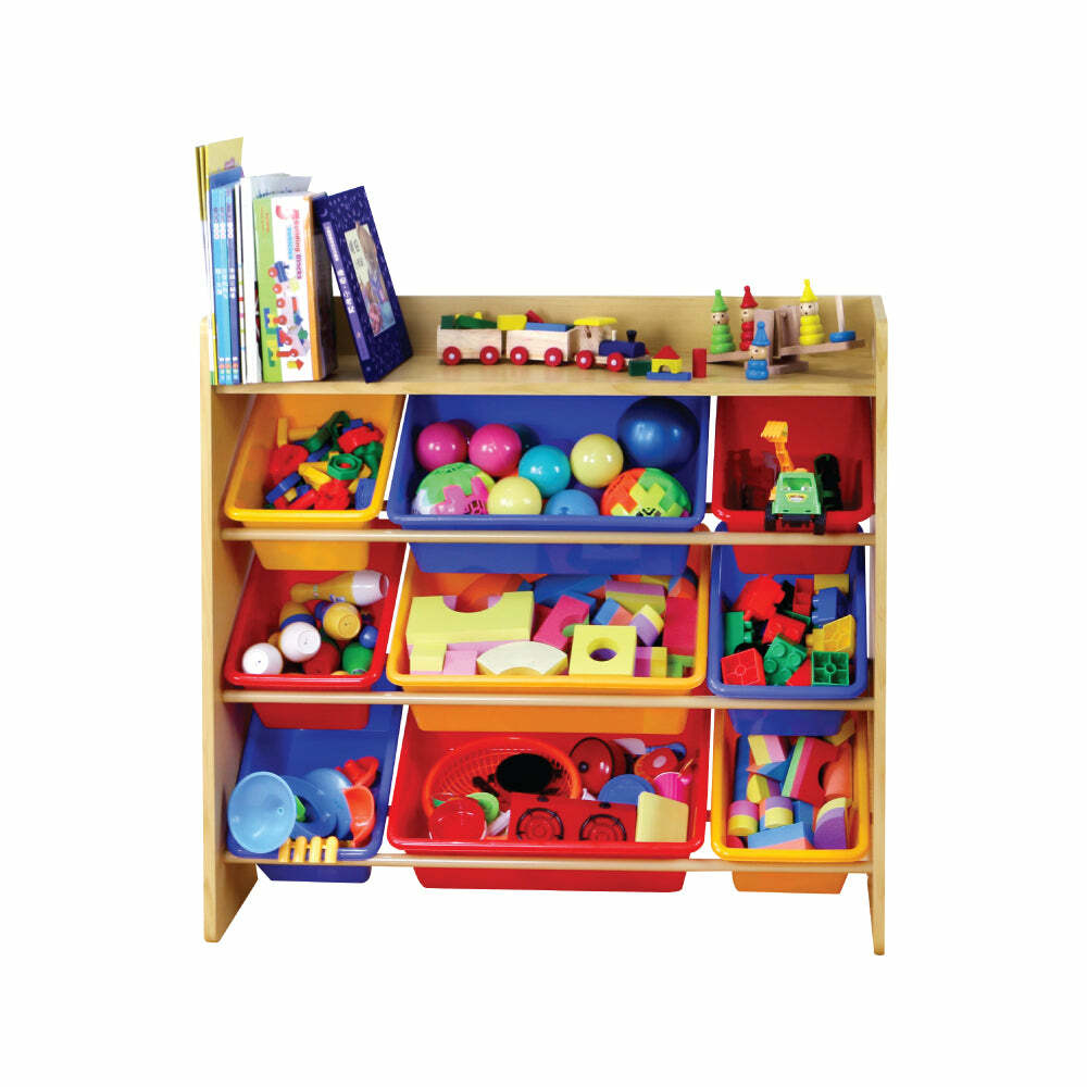 Baby Star x Delsun多功能木質九格玩具收納架 - 繽紛彩虹