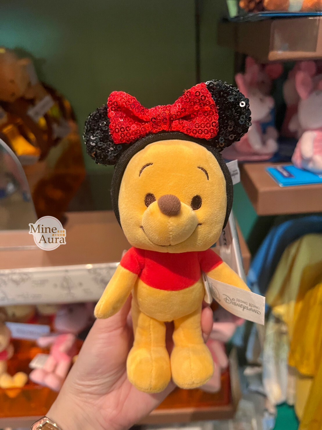 米妮 Minnie 亮片 紅色蝴蝶結髮圈 造型 鑰匙圈 吊飾 -香港迪士尼樂園