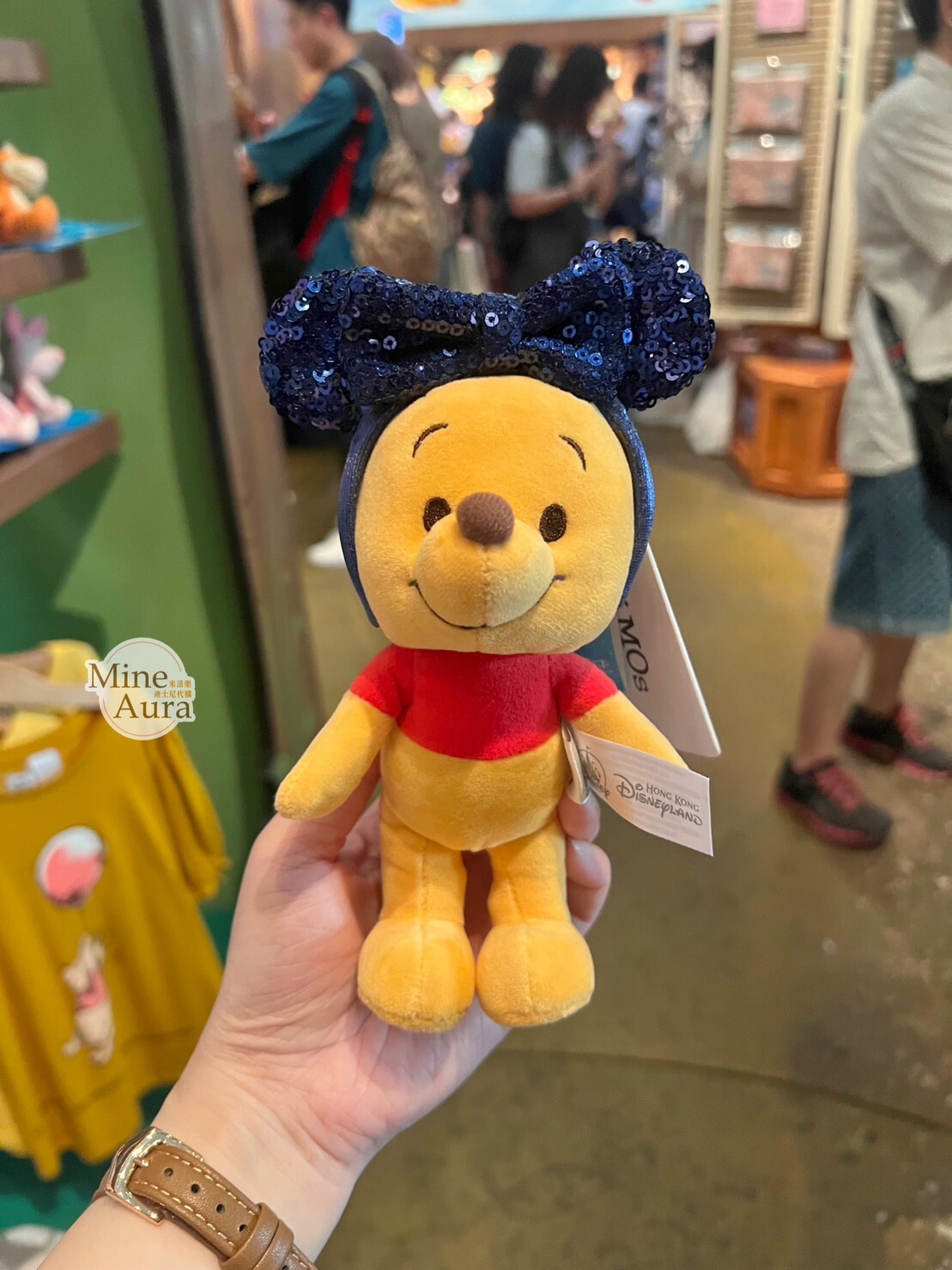 米妮 Minnie 亮片 藍色蝴蝶結髮圈 造型 鑰匙圈 吊飾 -香港迪士尼樂園