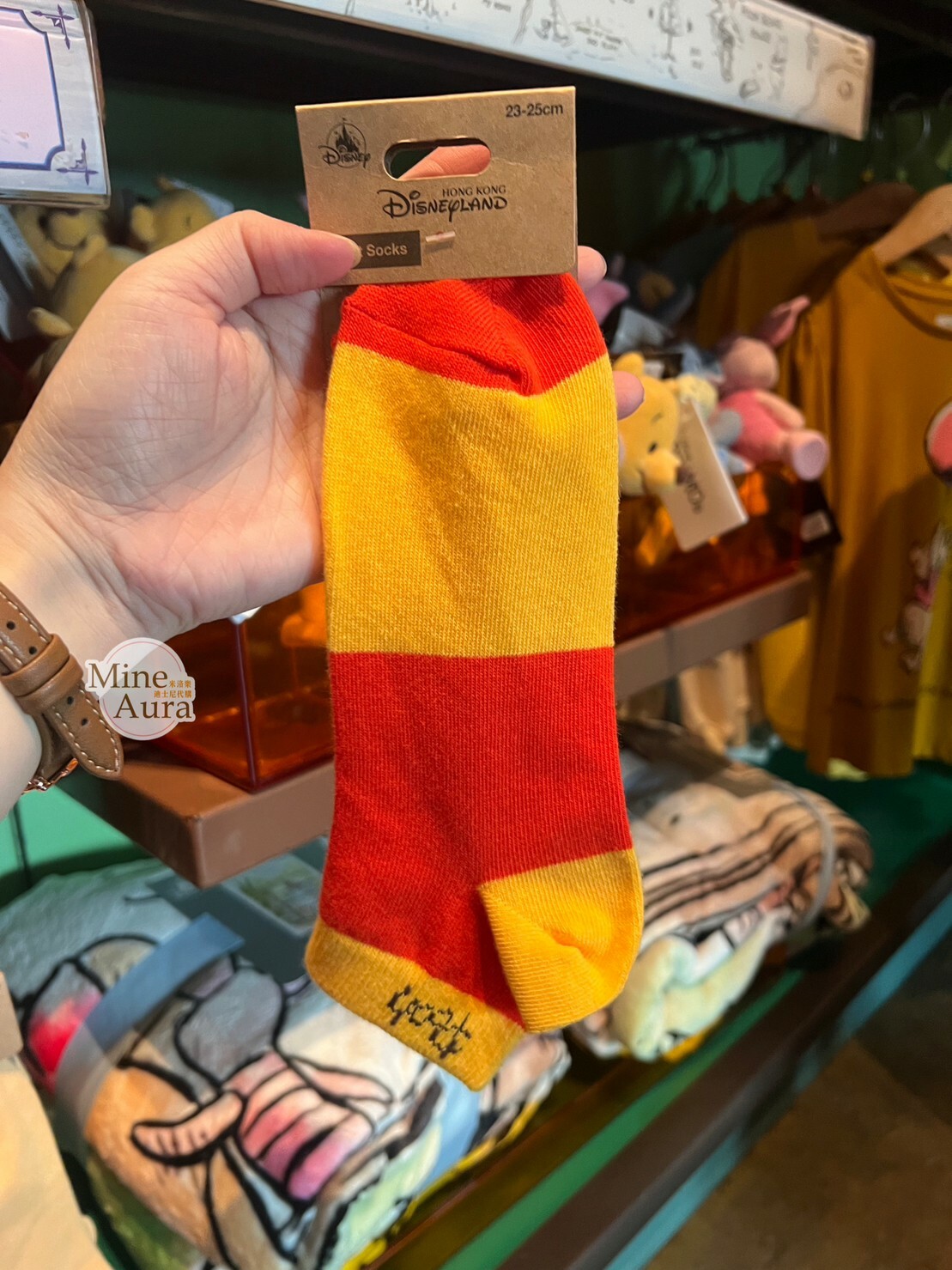 小熊維尼 Winnie the Pooh 拚色 襪子 -香港迪士尼樂園