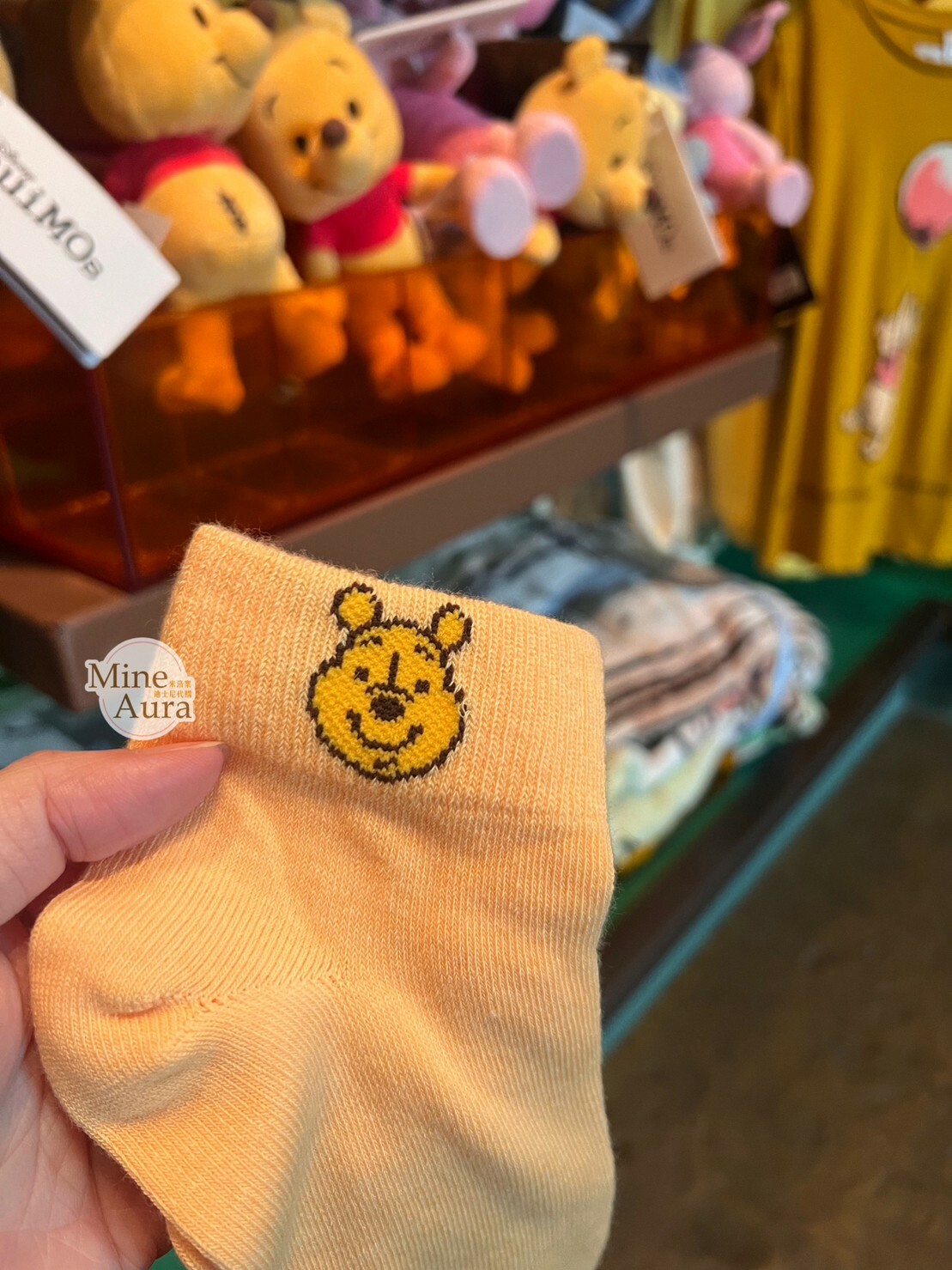 小熊維尼 Winnie the Pooh 大頭logo 圖案 襪子 -香港迪士尼樂園