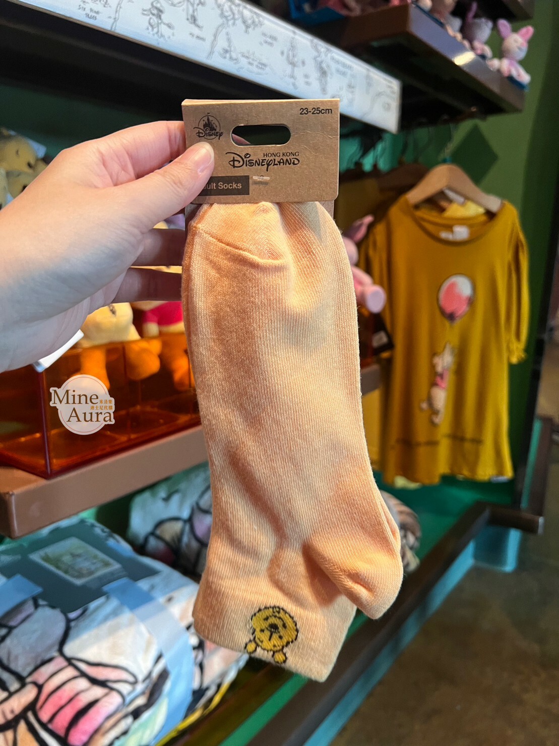 小熊維尼 Winnie the Pooh 大頭logo 圖案 襪子 -香港迪士尼樂園