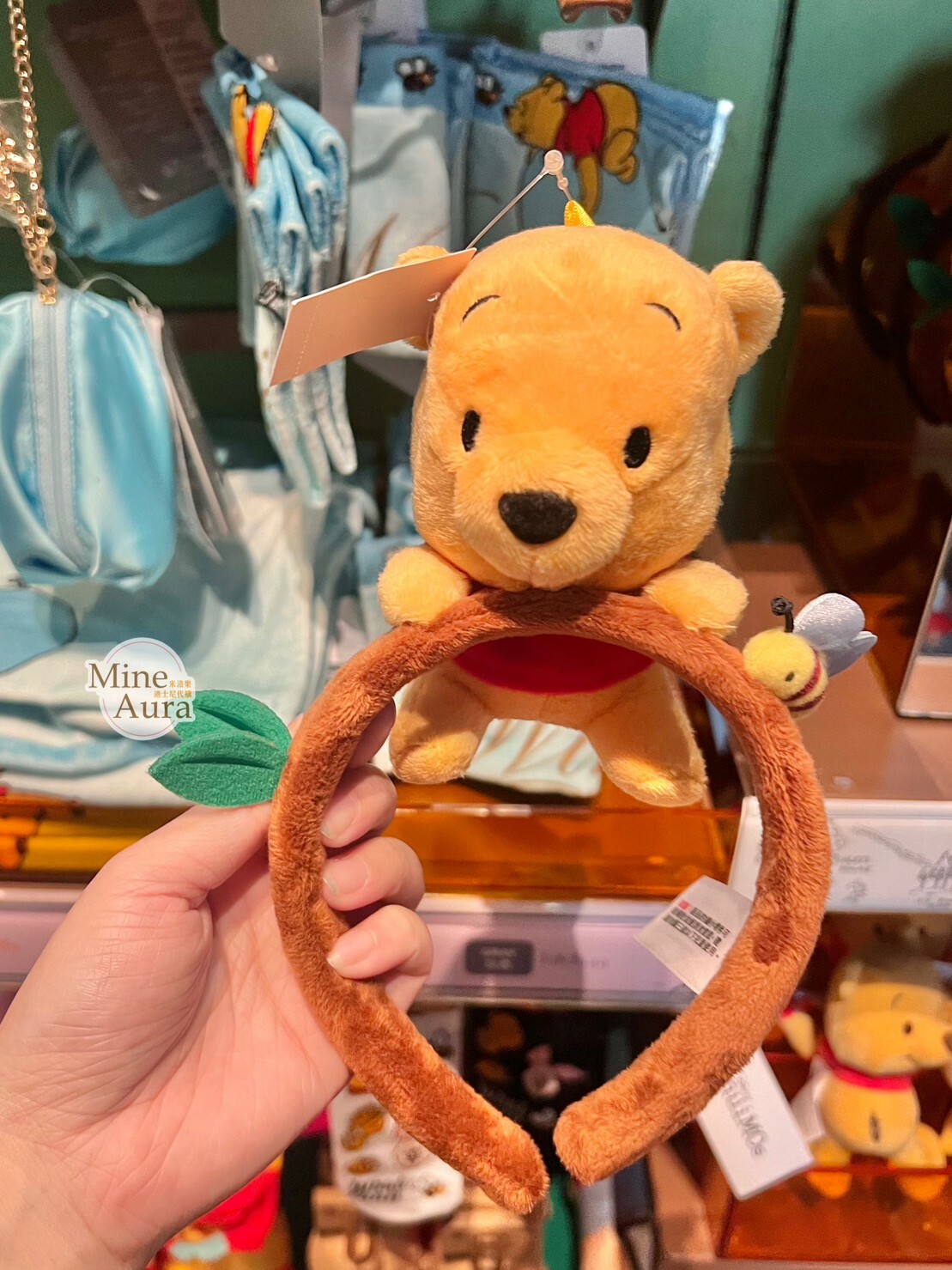 小熊維尼 Winnie the Pooh 正面趴姿 趴趴 絨毛造型 髮圈 髮箍 -香港迪士尼樂園