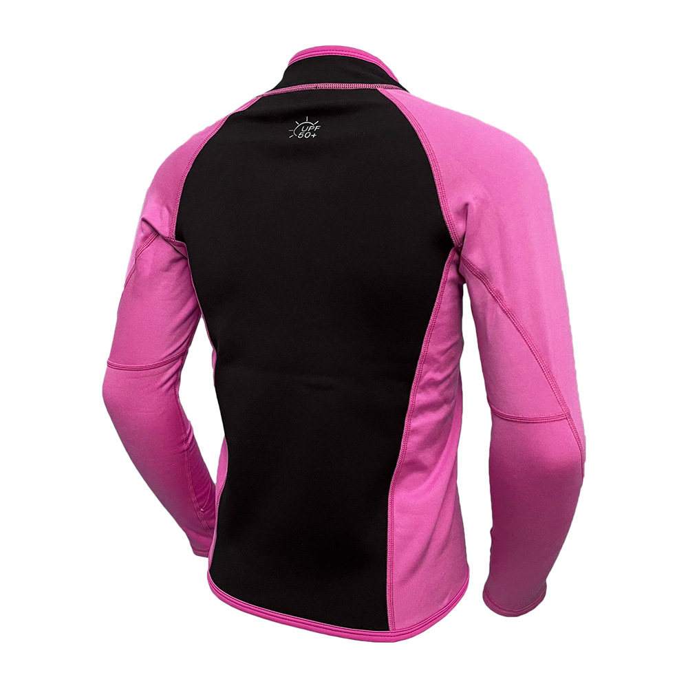 1mm 兒童短纖抓毛游泳保暖夾克 - 黑/粉紅