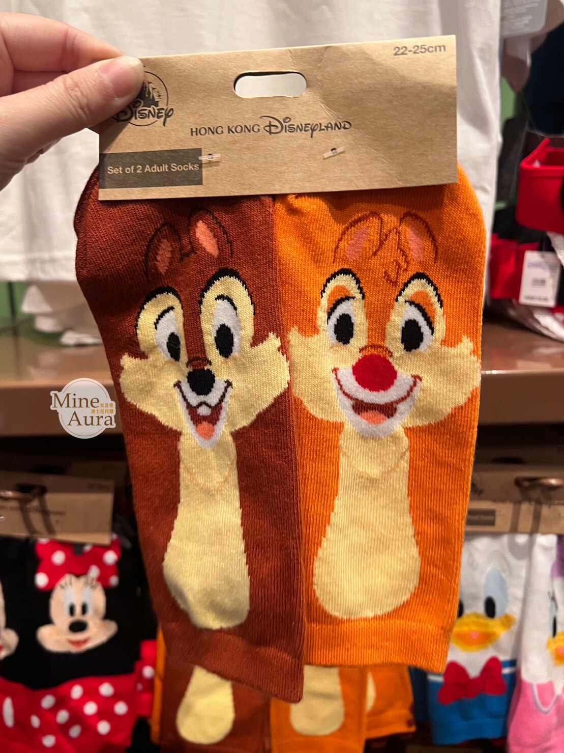 奇奇蒂蒂 Chip 'n Dale 大臉 圖案 襪子 2入組 -香港迪士尼樂園