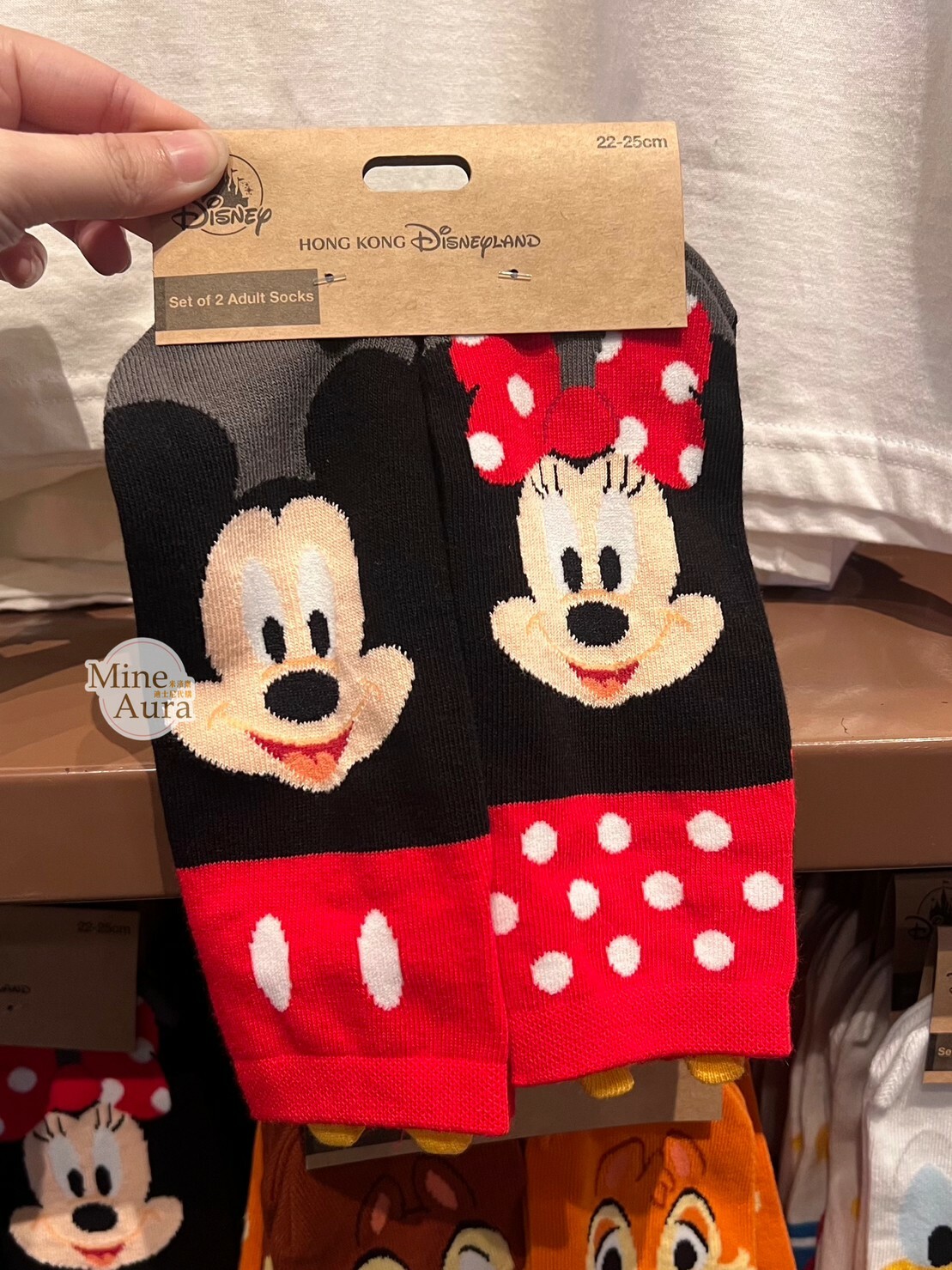 米奇 Mickey 米妮 Minnie 大臉 圖案 襪子 2入組 -香港迪士尼樂園