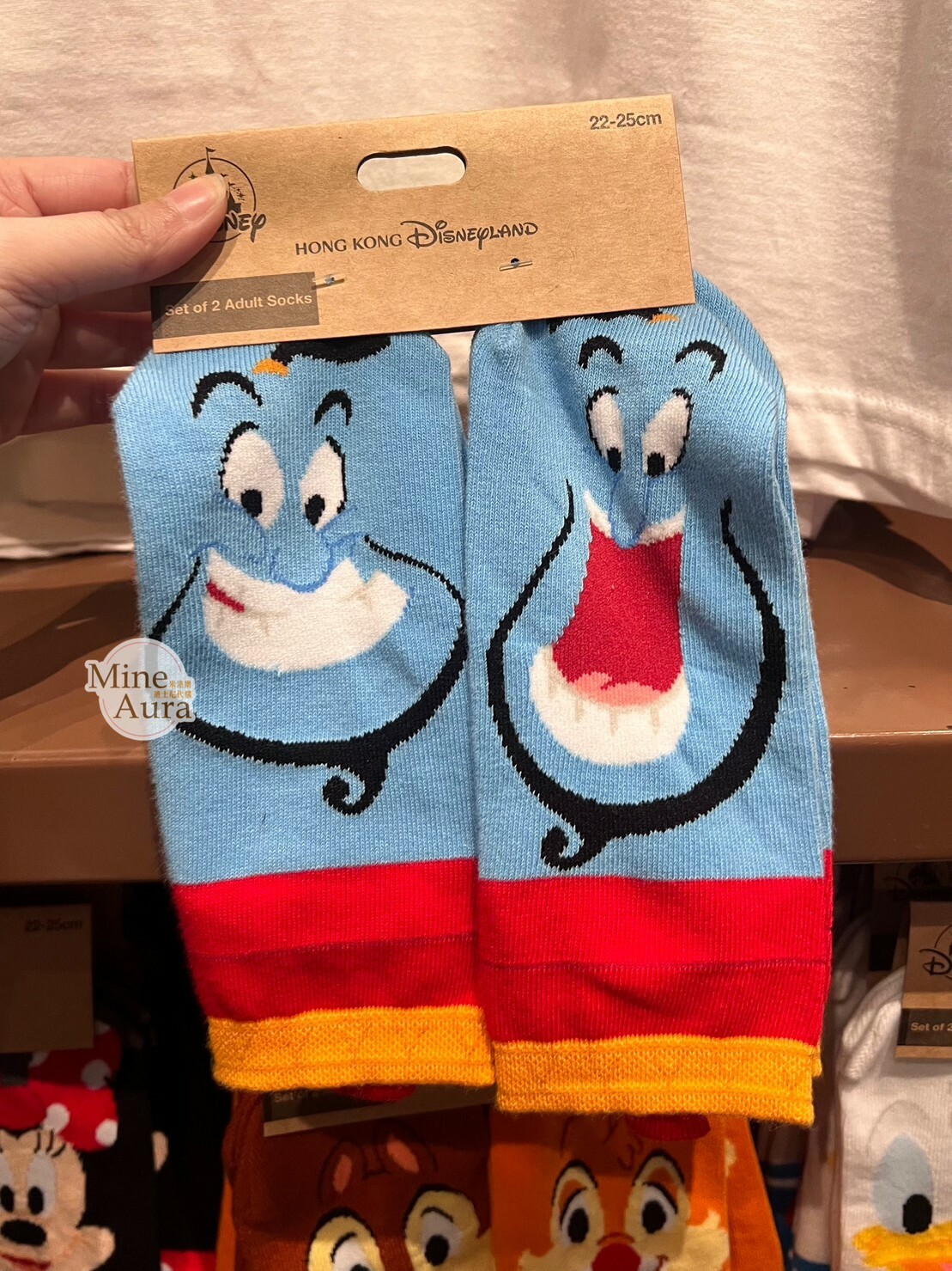 藍色 精靈 Jinn 大臉 圖案 襪子 2入組 阿拉丁 Aladdin -香港迪士尼樂園