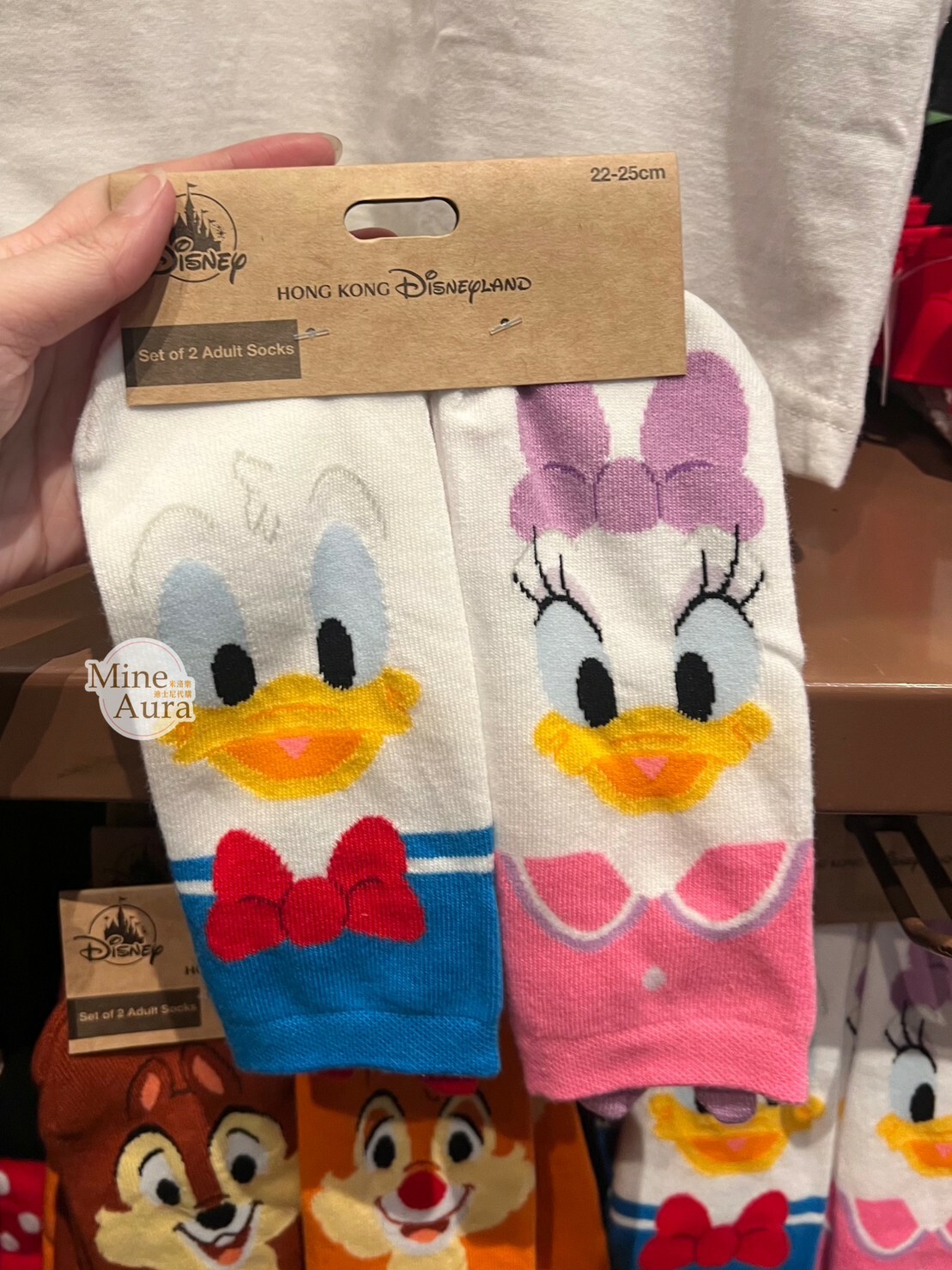 唐老鴨 Donald 黛西 Daisy 大臉 圖案 襪子 2入組 -香港迪士尼樂園