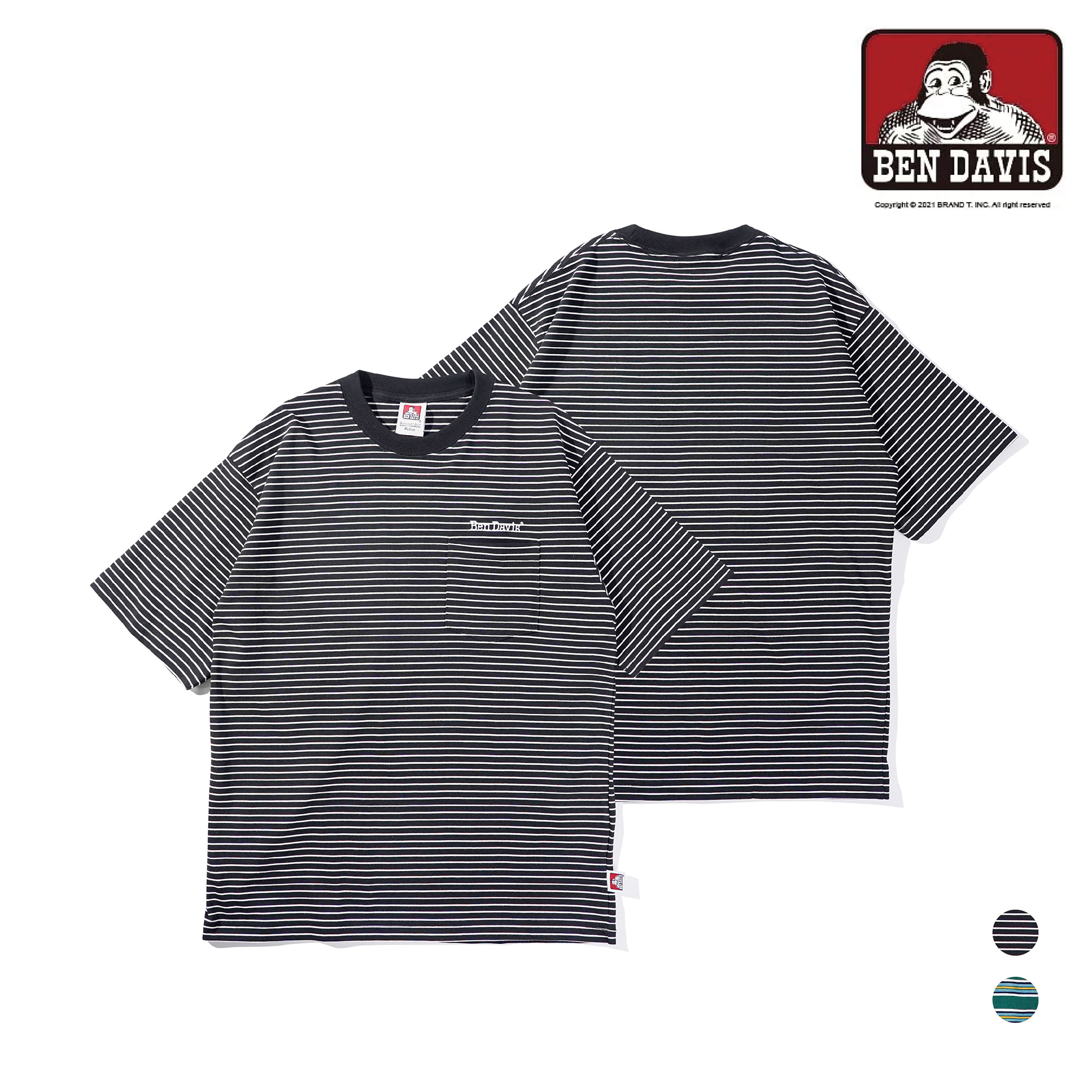 【 BEN DAVIS | 色織邊條紋短TEE - 2色 】