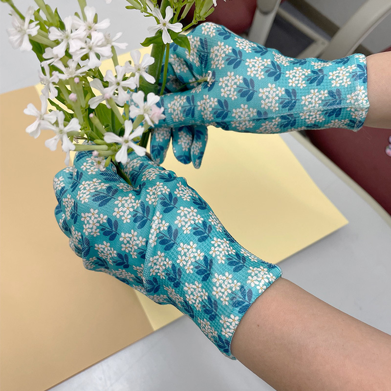 女用工作手套/白花、粉花