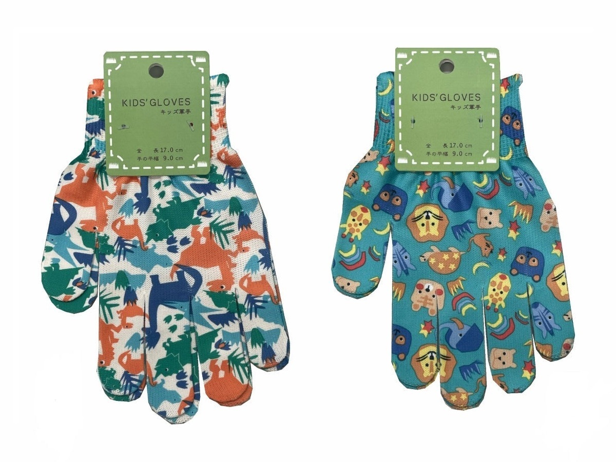 兒童用工作手套/恐龍、動物