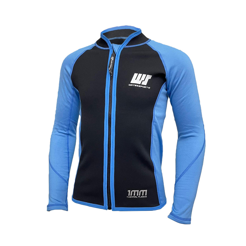1mm 兒童短纖抓毛游泳保暖夾克 - 黑/藍