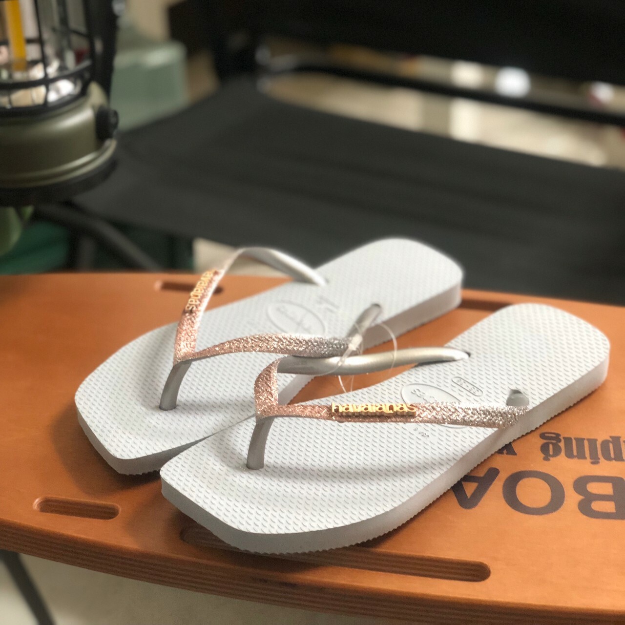 Havaianas 哈瓦仕 Slim Square Glitter Flip Flops 拖鞋 夾腳拖 方頭 冰灰色 女款 4148102-3498W