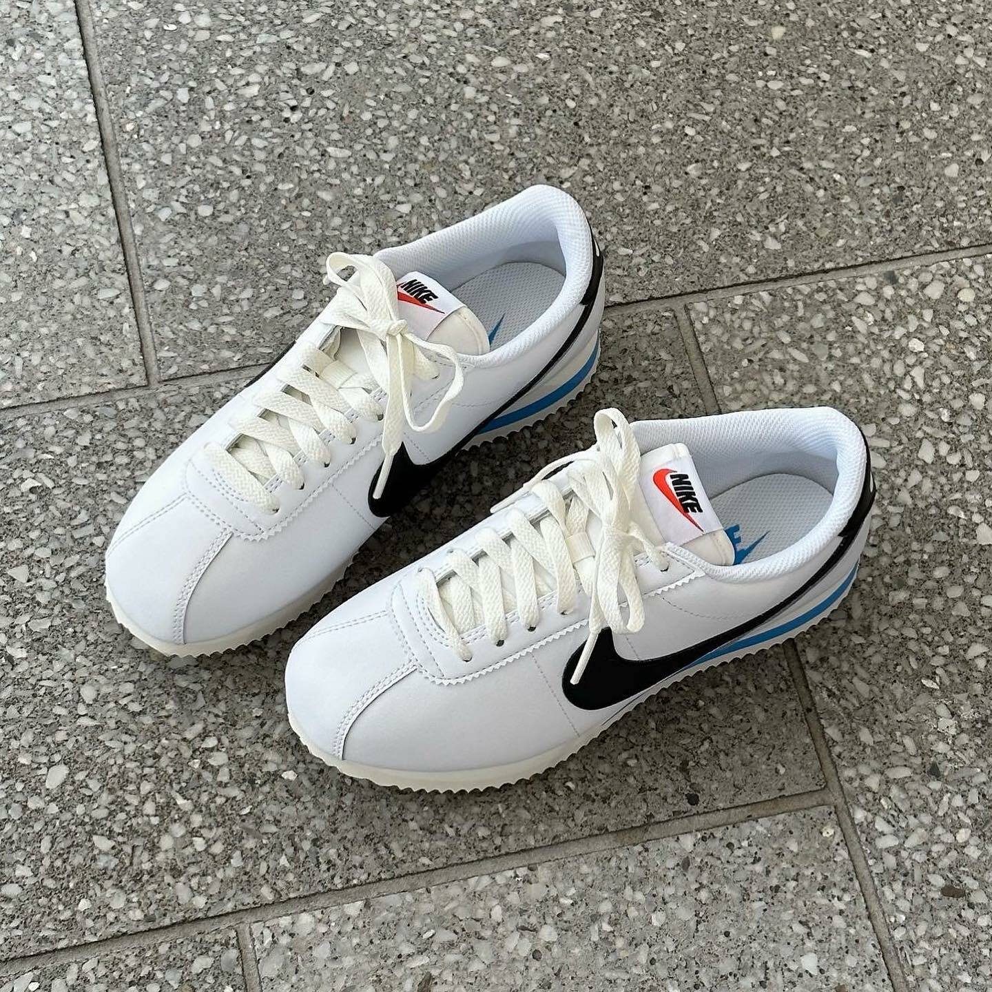 NIKE WMS CORTEZ WHITE BLACK 白黑水藍