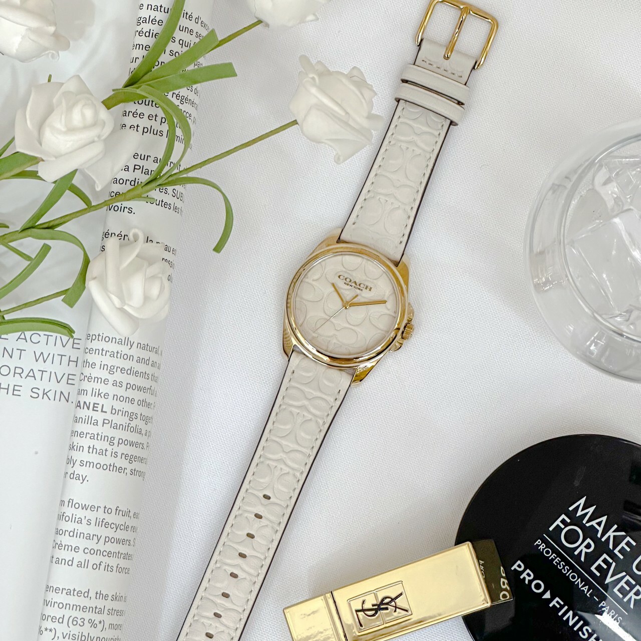 【COACH】時尚雙C滿版皮紋腕錶 CO14504141 36mm 現代鐘錶