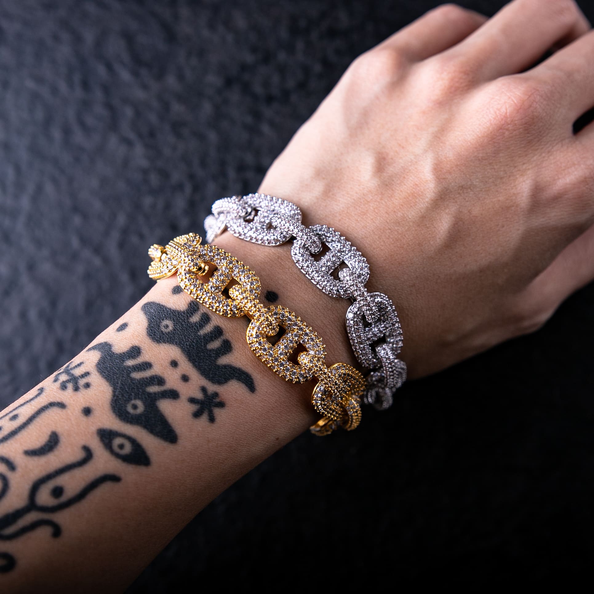 925純銀15mm滿鑲泡泡水手鍊