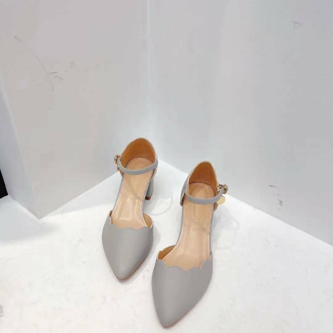 氣質花邊一字跟鞋