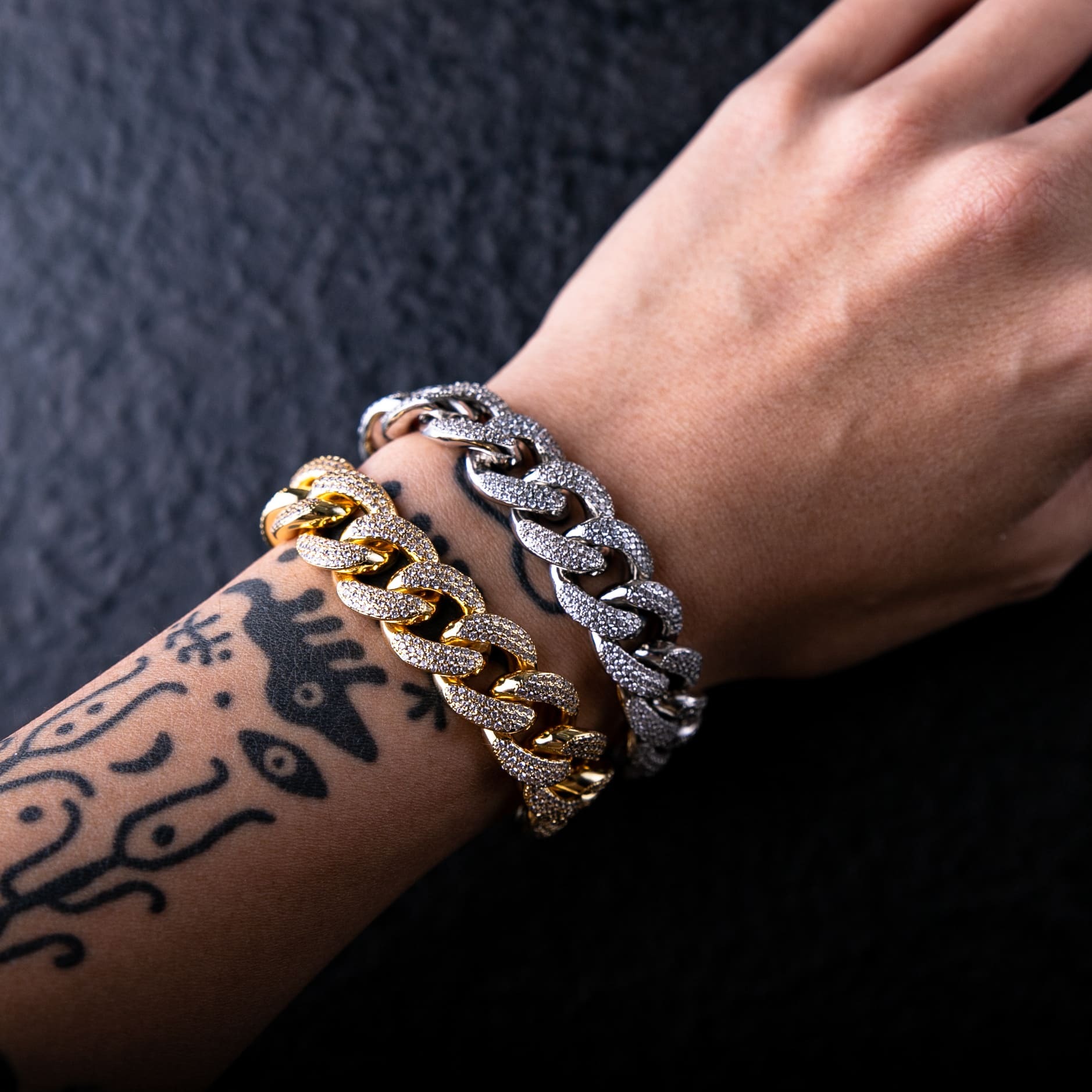 15mm三排鑽滿鑲古巴手鍊