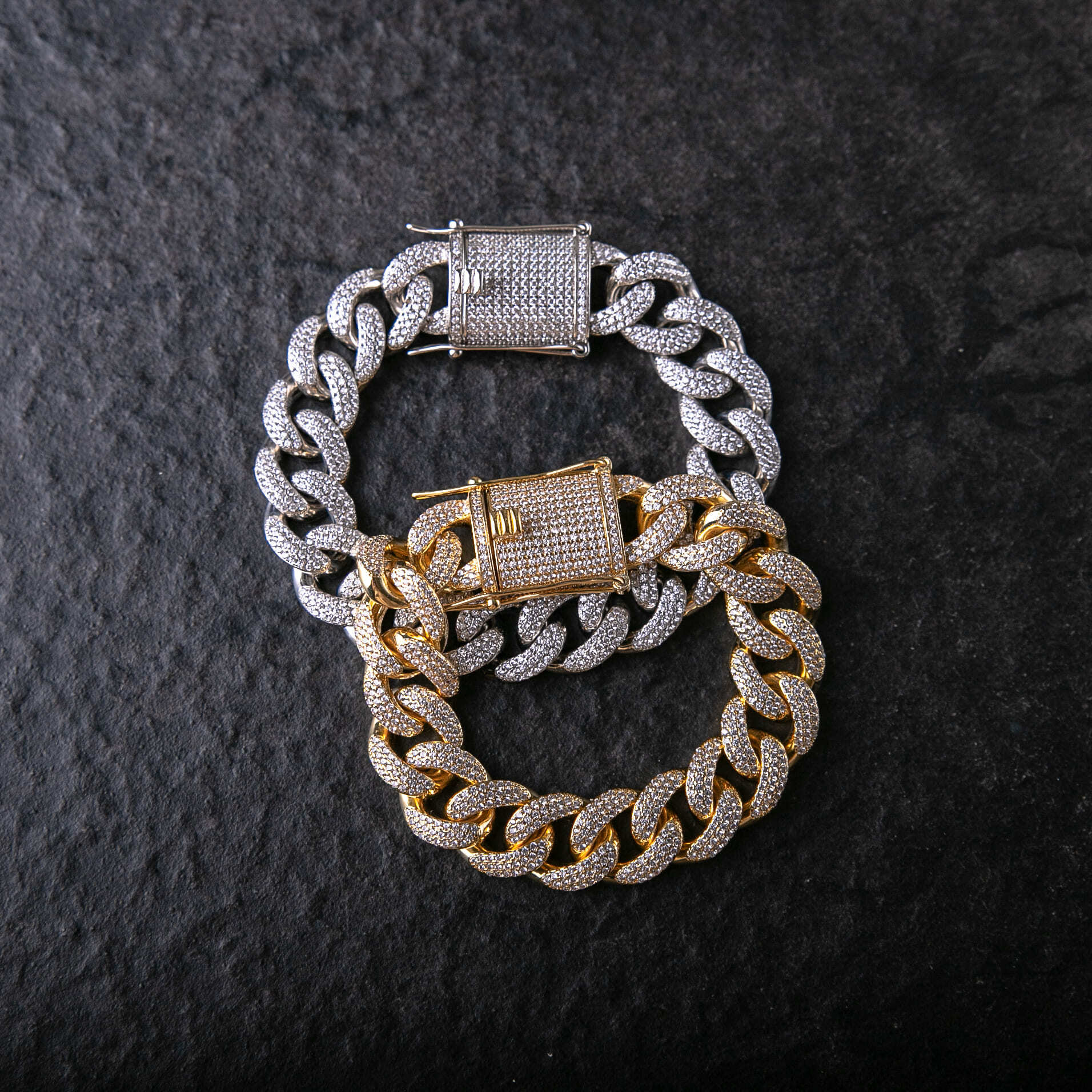 15mm三排鑽滿鑲古巴手鍊