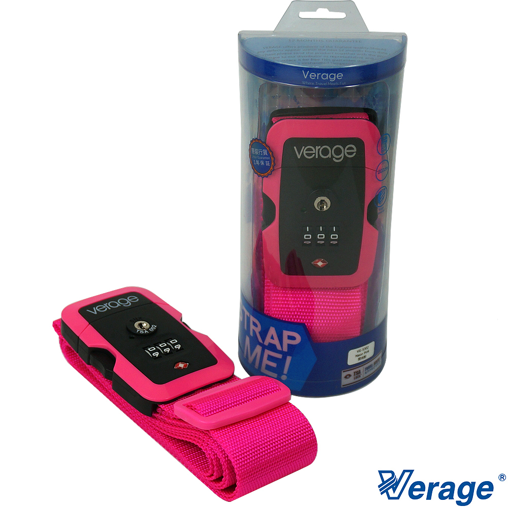 【Verage維麗杰】 螢光TSA三碼-旅行箱綁帶/束帶(2色可選)