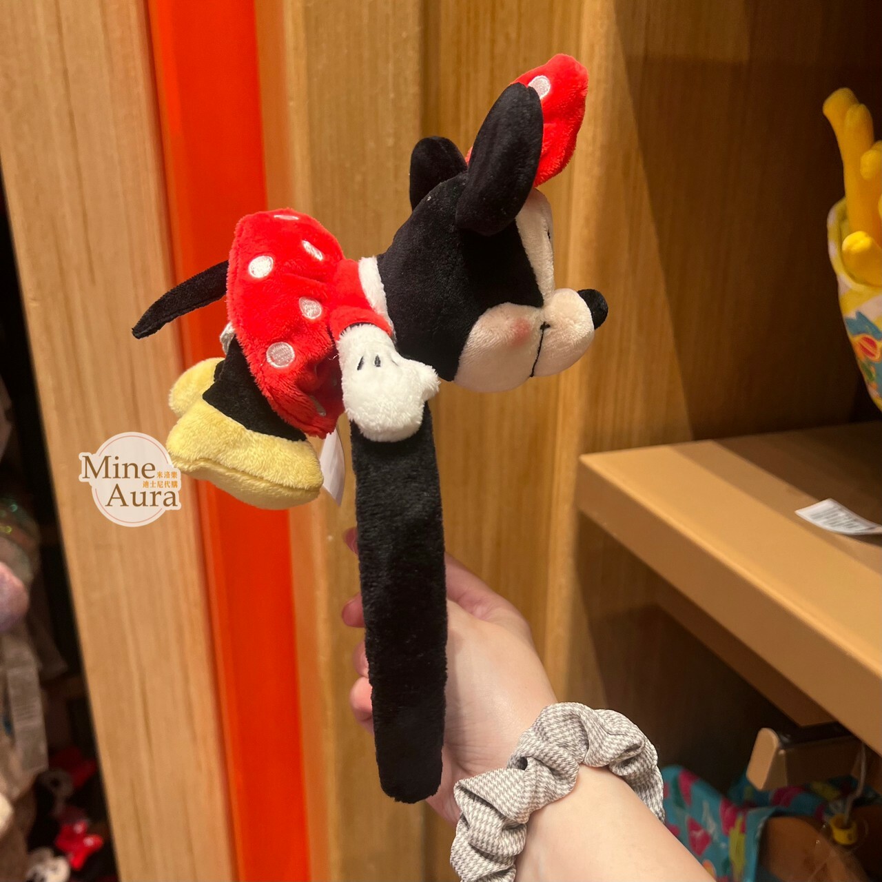 米妮 Minnie 正面趴姿 趴趴 絨毛造型 髮圈 髮箍-香港迪士尼樂園