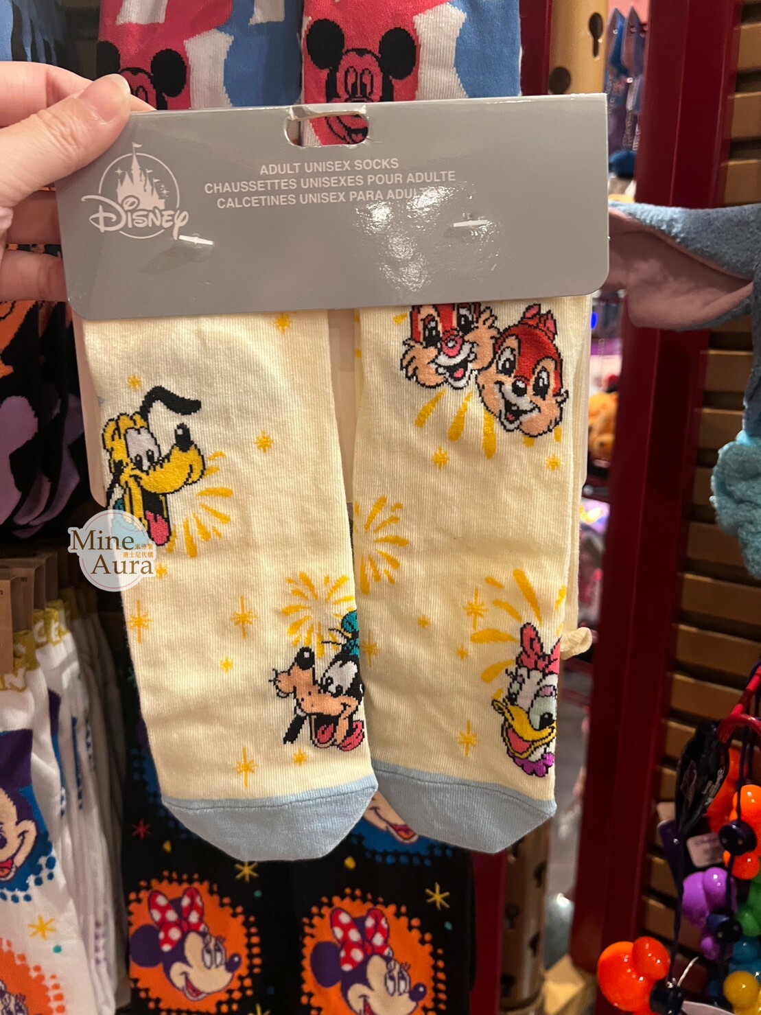 米奇 Mickey 好友集合 大頭圖案 襪子 奇奇蒂蒂 Chip 'n Dale -香港迪士尼樂園