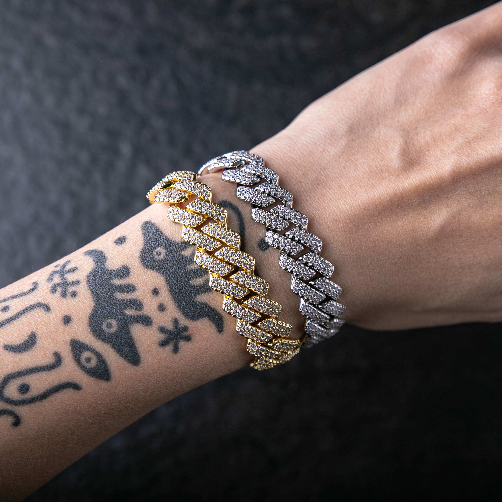 925純銀莫桑石14mm滿鑲菱形古巴手鍊