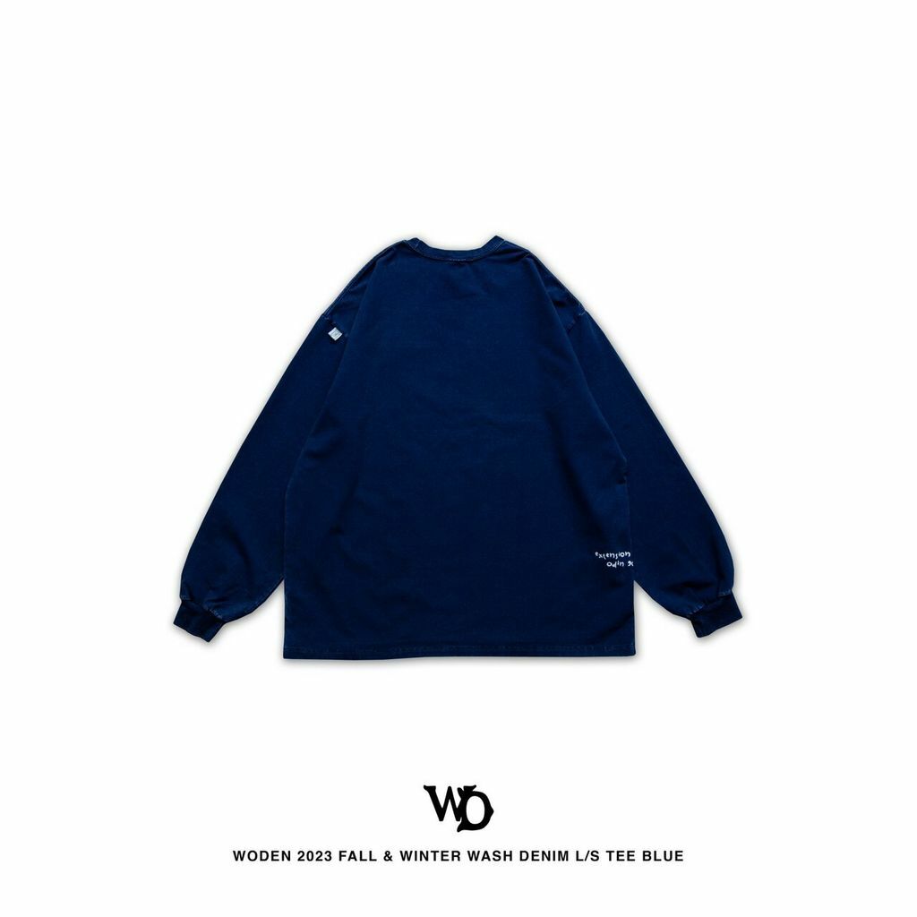 WODEN 2023 Fall & Winter Wash Denim L/S tee（BLUE)
