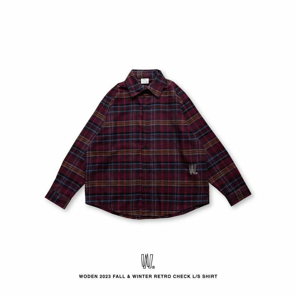 WODEN 2023 Fall & Winter Retro Check L/S Shirt 紅色款