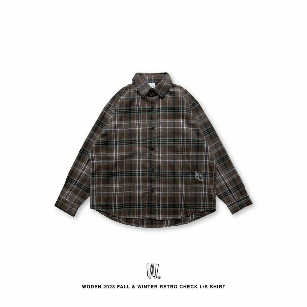 WODEN 2023 Fall & Winter Retro Check L/S Shirt 咖啡色款