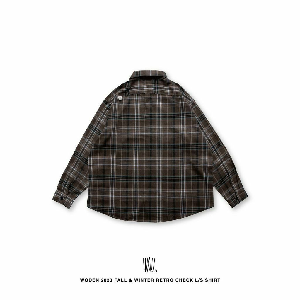 WODEN 2023 Fall & Winter Retro Check L/S Shirt 咖啡色款