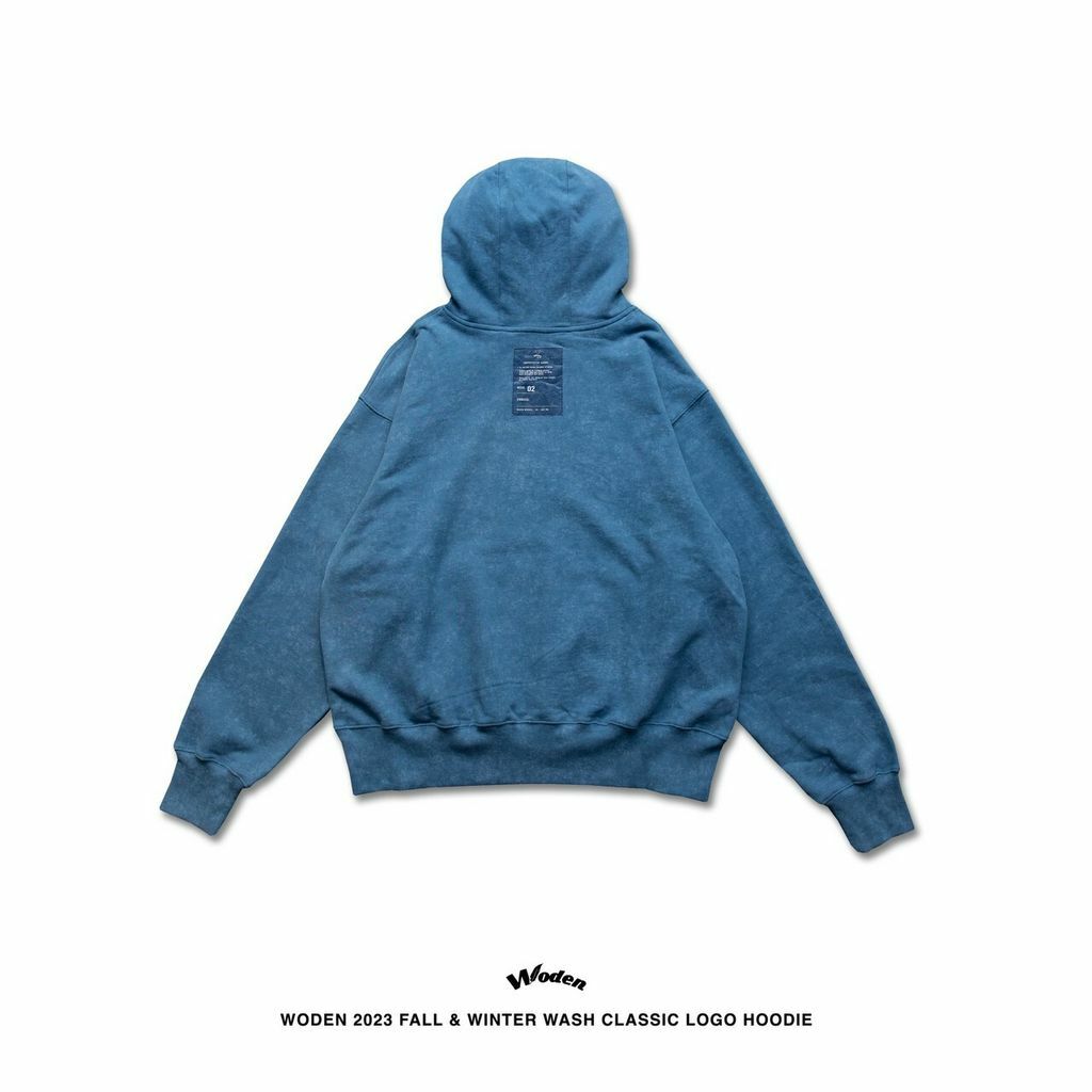 WODEN 2023 Fall & Winter Wash Classic LOGO Hoodie 藍