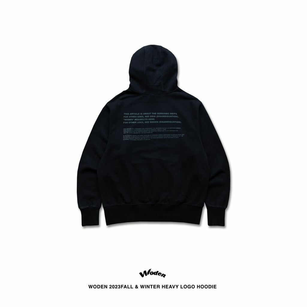 『直營限定』WODEN 2023 Fall & Winter Heavy LOGO Hoodie 黑色