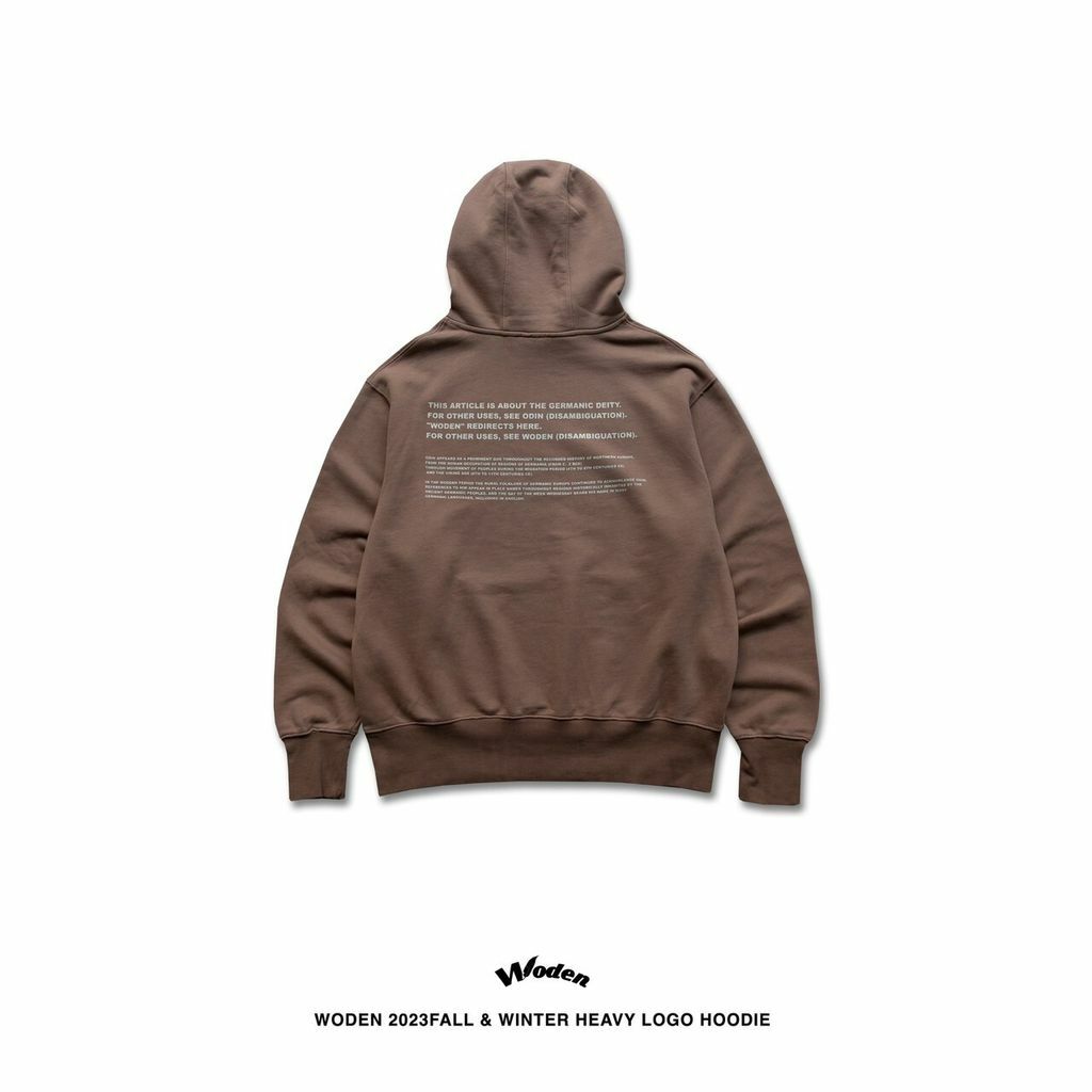 『直營限定』WODEN 2023 Fall & Winter Heavy LOGO Hoodie 咖啡色