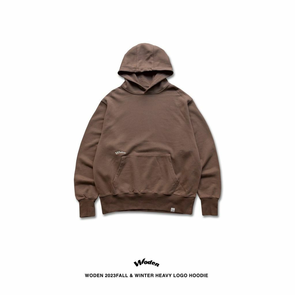 『直營限定』WODEN 2023 Fall & Winter Heavy LOGO Hoodie 咖啡色